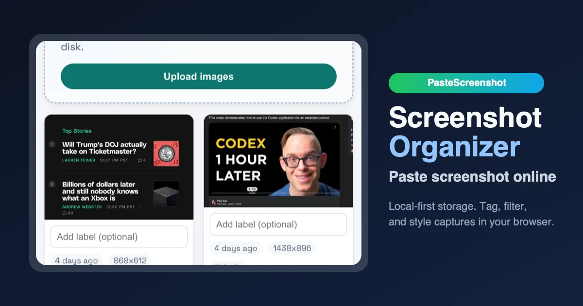 PasteScreenshot Sells Local Capture, Not Cloud Photo Libraries