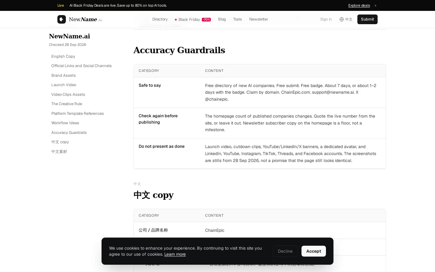 Accuracy guardrails on the Brand Pack
